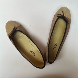 French Sole Women's Beige and Brown Ballet Flats, Suede, 40 / 10